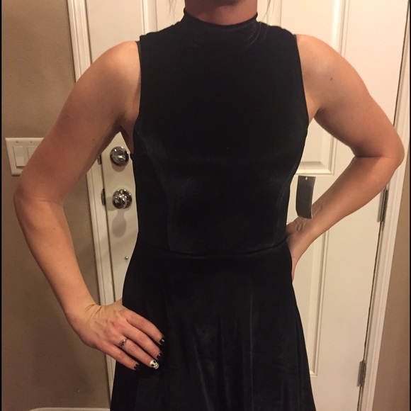 Velvet highneck vans dress