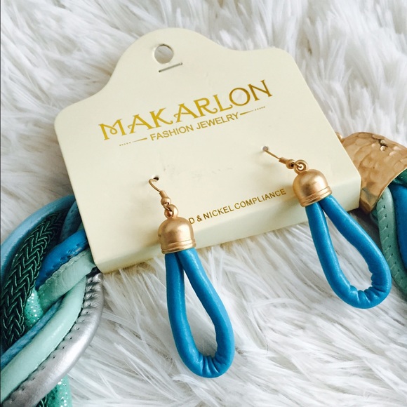 Turquoise Blue Braided Necklace Set - Picture 3 of 5