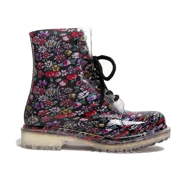 Floral all rubber boots