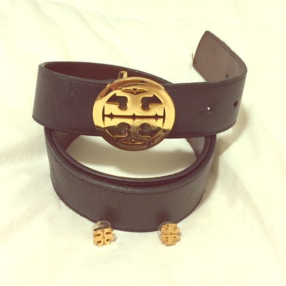 Tory Burch bundle! Logo stud earrings with belt!