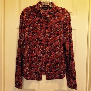 Vintage NY & Co. Blouse in Diamond Pattern, XL