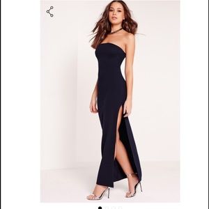 Navy blue maxi dress with slit