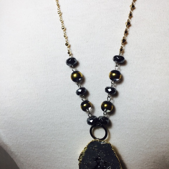 Handmade Gold Dipped Druzy Necklace - Picture 3 of 4