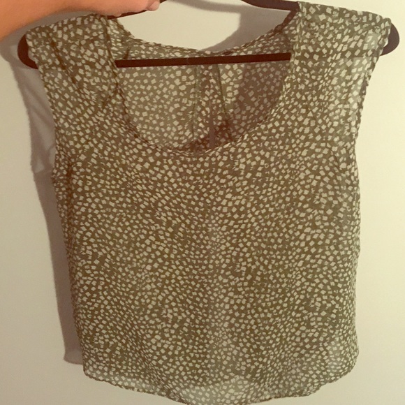 Sheer green shirt/crop with white speckles
