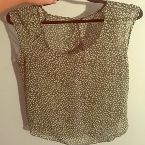 Sheer green shirt/crop with white speckles