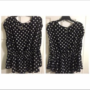 Blue polka dot peplum shirt