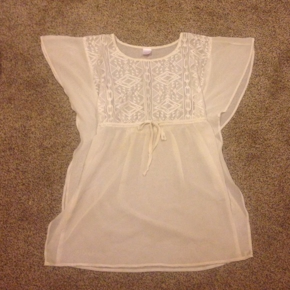 Sheer, cream, swimsuit cover!