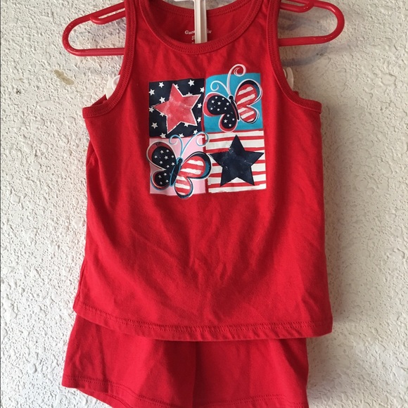 Little Girl's Red White & Blue Tank & Short Set - Picture 1 of 4