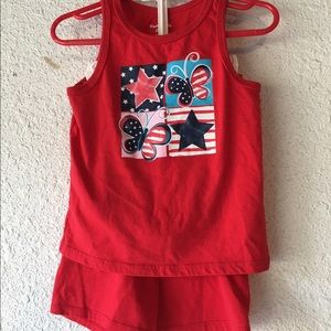 Little Girl's Red White & Blue Tank & Short Set
