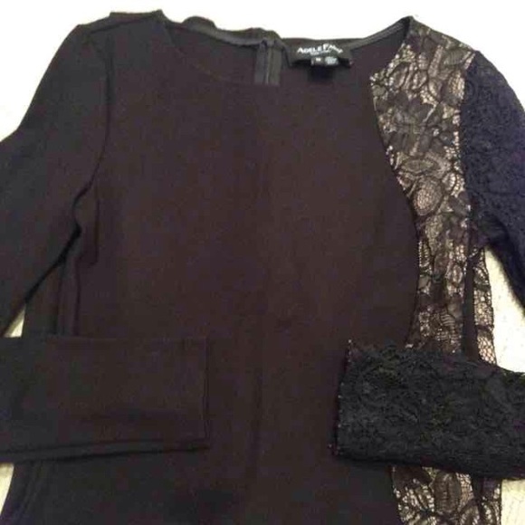 Bodycon with 1 laced sleeve black dress - Picture 3 of 3