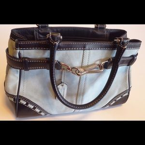 Coach Light / Baby Blue Suede & Leather Purse
