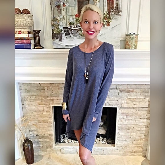 round neck hi lo jersey knit tunic dress! 1 LEFT - Picture 2 of 2