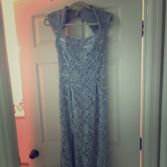 Adrianna Papell "hailey" silver floor length dress