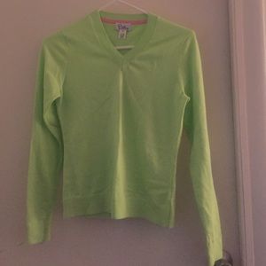 Lilly Pulitzer Palm Green Vee Neck Sweater