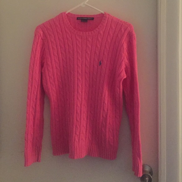 Ralph Lauren Bright Pink Cableknit Sweater