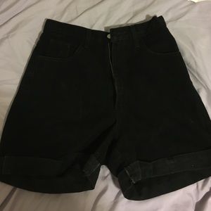 90s Black Denim High Waist Shorts