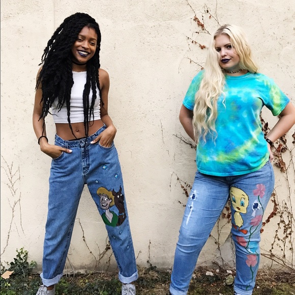 Hand painted vintage denim by me/Scooby Doo