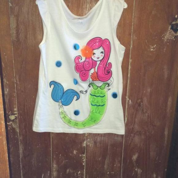 Cute sequin adorned mermaid ruffle sleeve tee