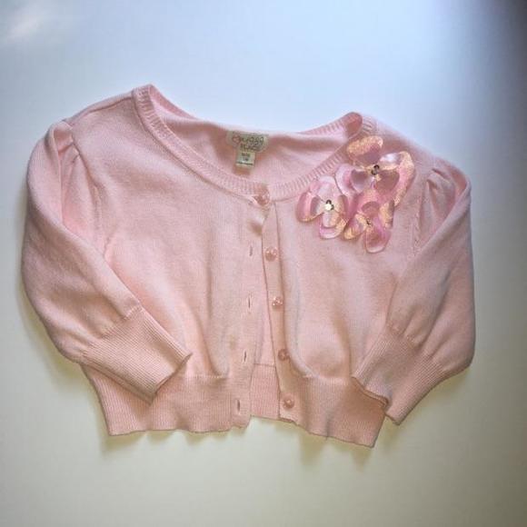 Pink cropped 3/4 length sleeved cardigsn
