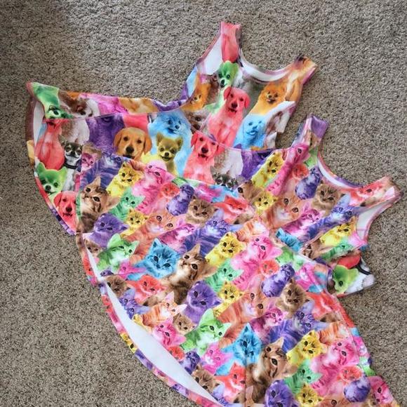 Adorable cats and dogs twin skater dresses Children's place size = 7/8
