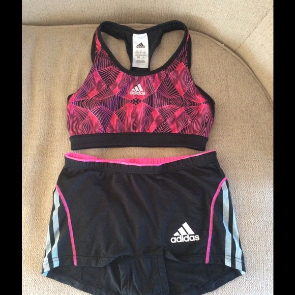 adidas Sports bra and spandex shorts