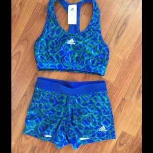 adidas sports bra and spandex shorts