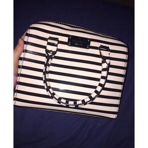 Black and White Stripe Kate Spade Shoulder Bag