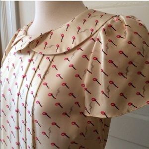 Kate Spade Spoking Lips Printed Blouse.