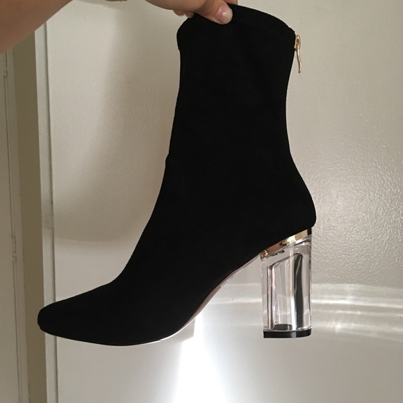 suede perspex heels