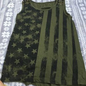 Army green American flag tank!