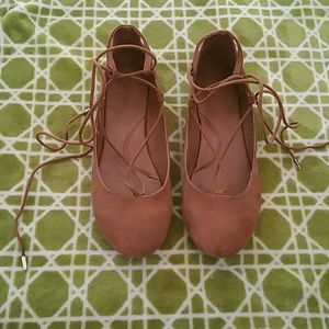 Cognac Lace-Up Flats