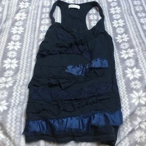 Navy blue frilly tank top