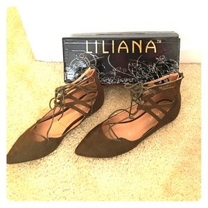 Olive Suede Flats
