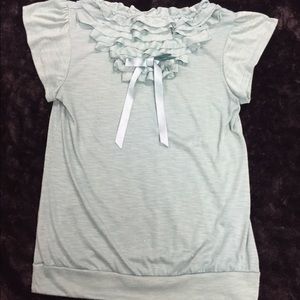 Teal bow shirt