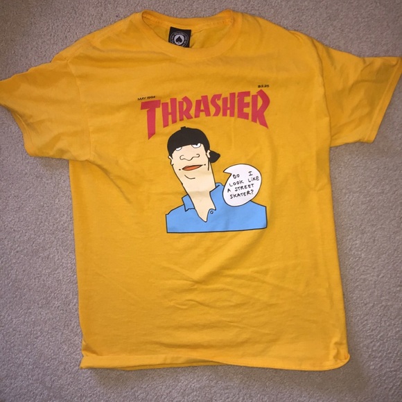 Bright yellow Thrasher magazine T shirt. Brand new