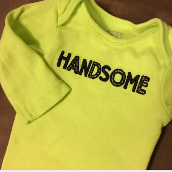 Lime Green "Handsome" onesie NBsize - Picture 1 of 2