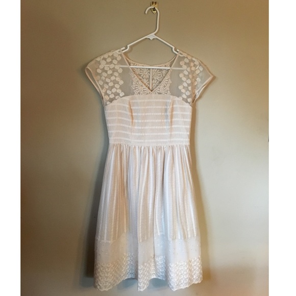 New Moulinette Soeurs cream lace dress Anthro sz 8