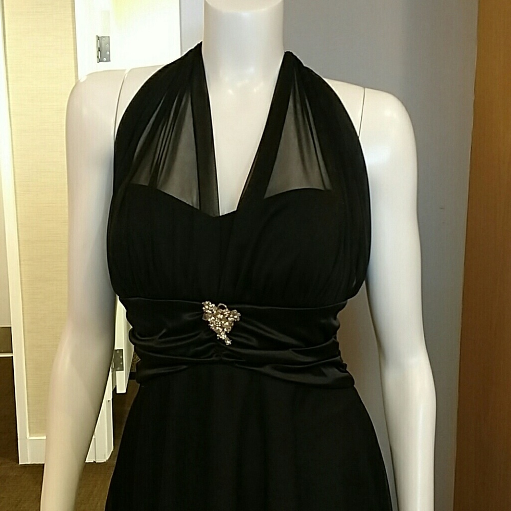 Black halter bridesmaid dress