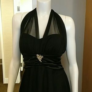Black halter bridesmaid dress