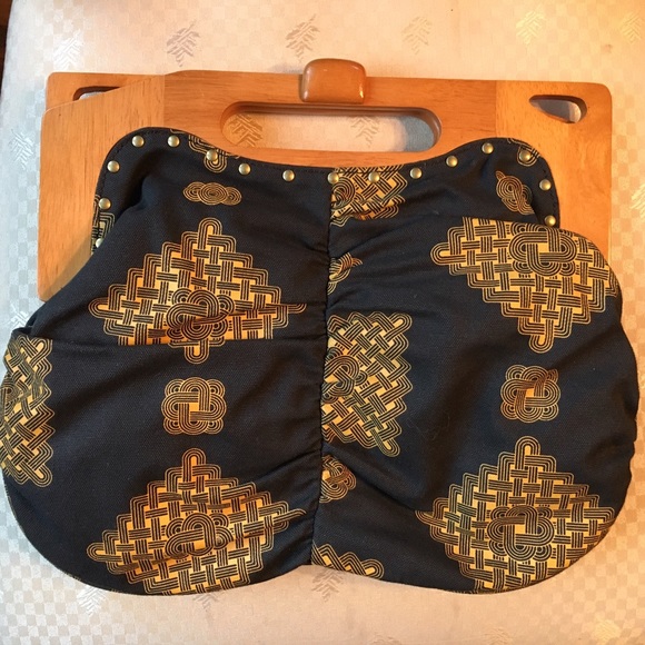 Charming Anthro bag w/ wood handles Jasper & Jeera