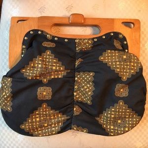 Charming Anthro bag w/ wood handles Jasper & Jeera