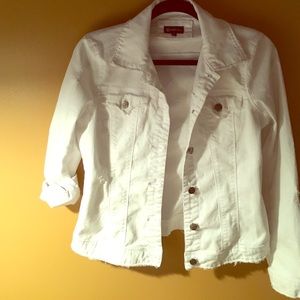Distressed White Jean Jacket