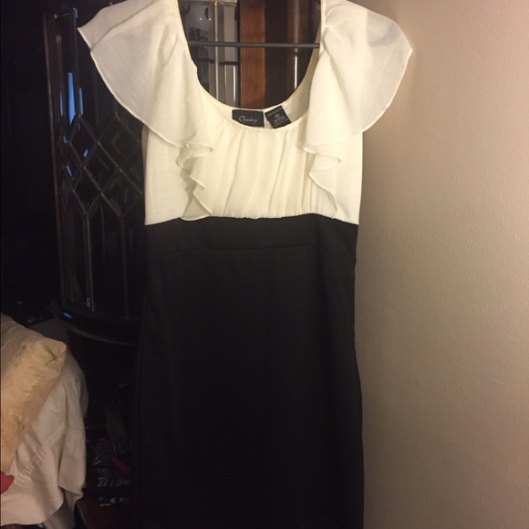 Black and cream cocktail dress
