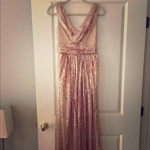 Rose gold sequin evening gown
