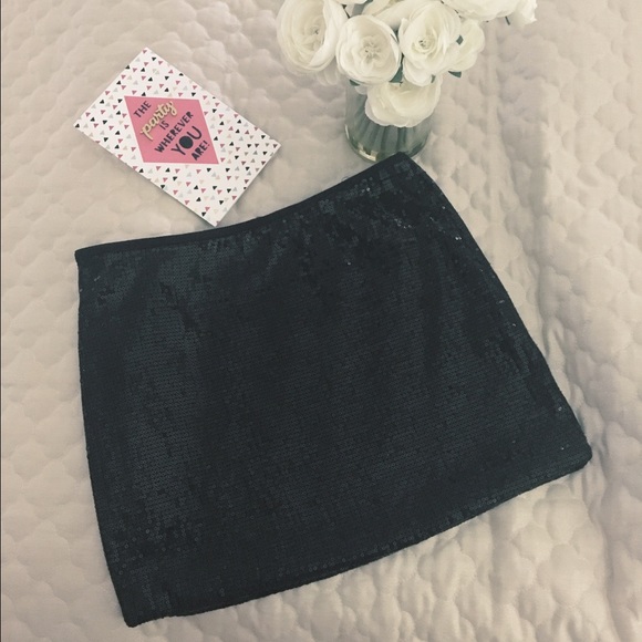 Party Sequin black mini skirt.