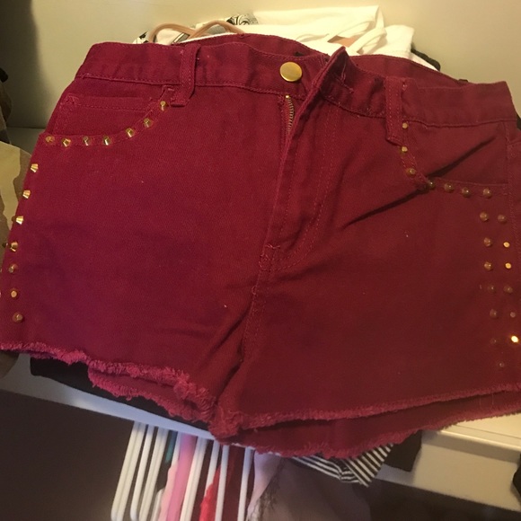 Maroon studded shorts