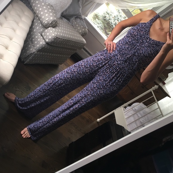 Blue jersey jumpsuit.