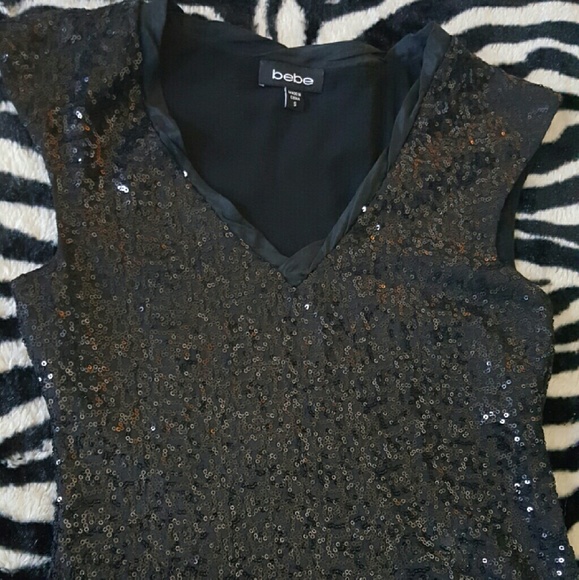 Bebe black sequin top