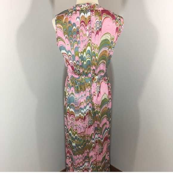 🍄 1960's Acid Trip Psychedelic Print Maxi Dress - Picture 2 of 4