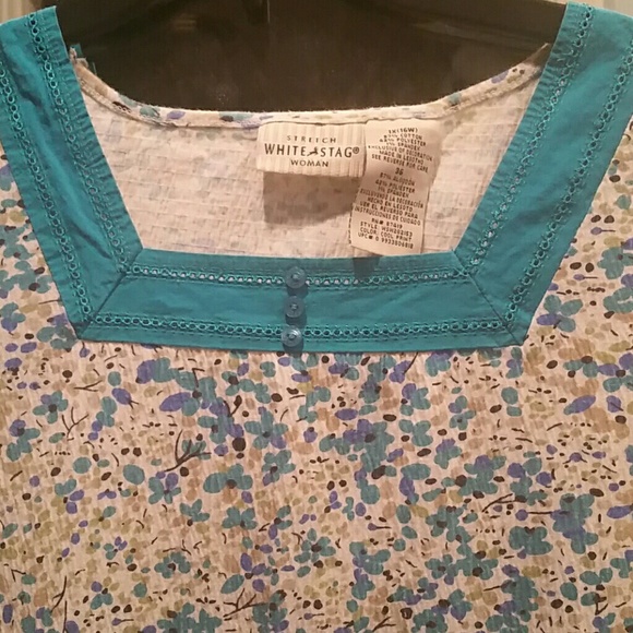 White stag stretch top 1x 16W white teal multi - Picture 2 of 4
